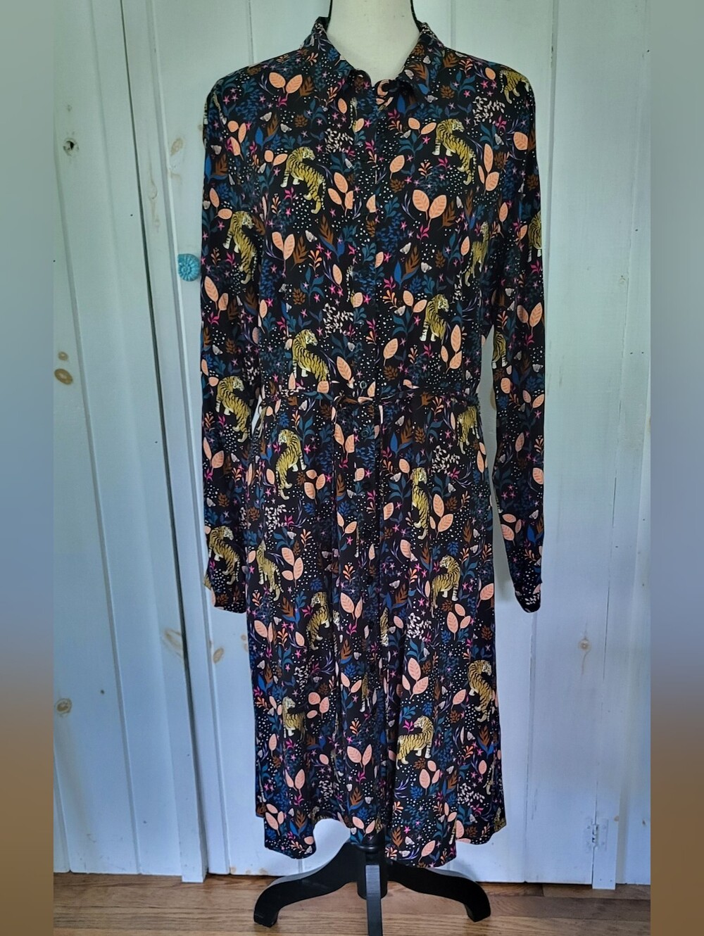 Sugarhill Brighton Zadie Tiger Print Shirt Midi Dress